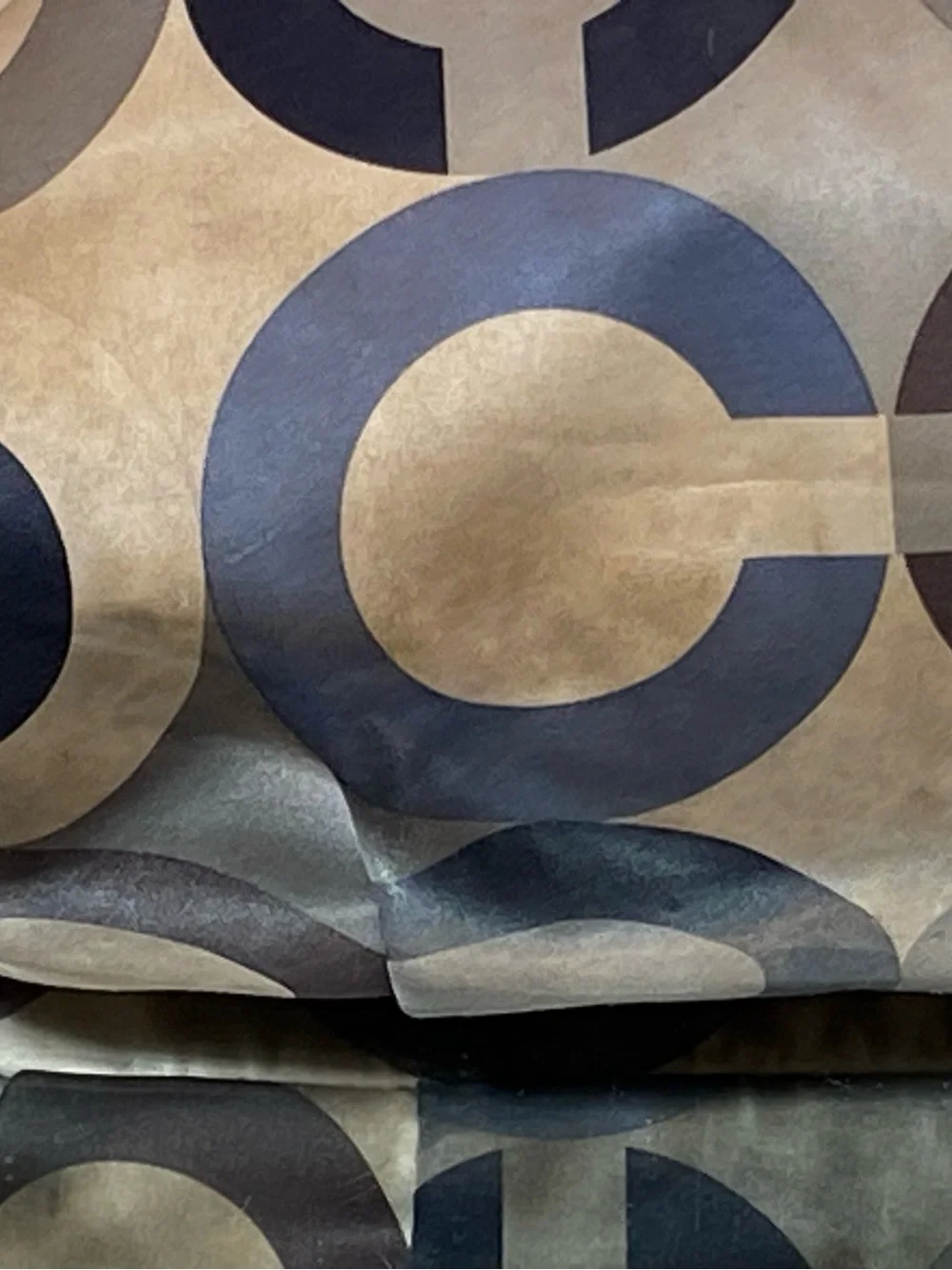 Coach Madison Maggie Multicolor Navy Gray Cream Circle Print Hobo Satchel